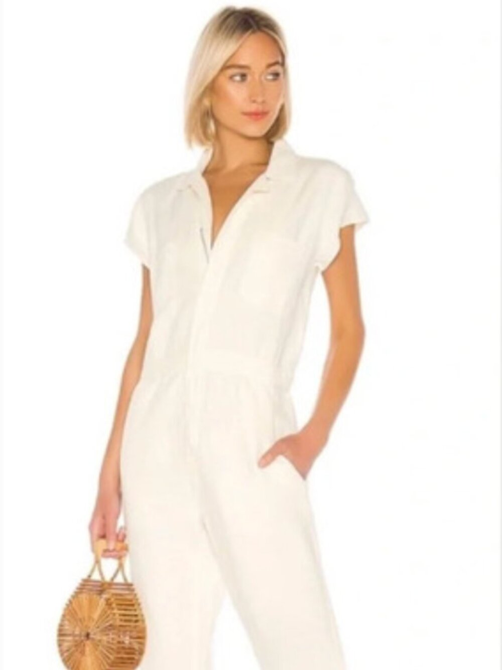 Apiece Apart White Linen Cotton Azore Jumpsuit